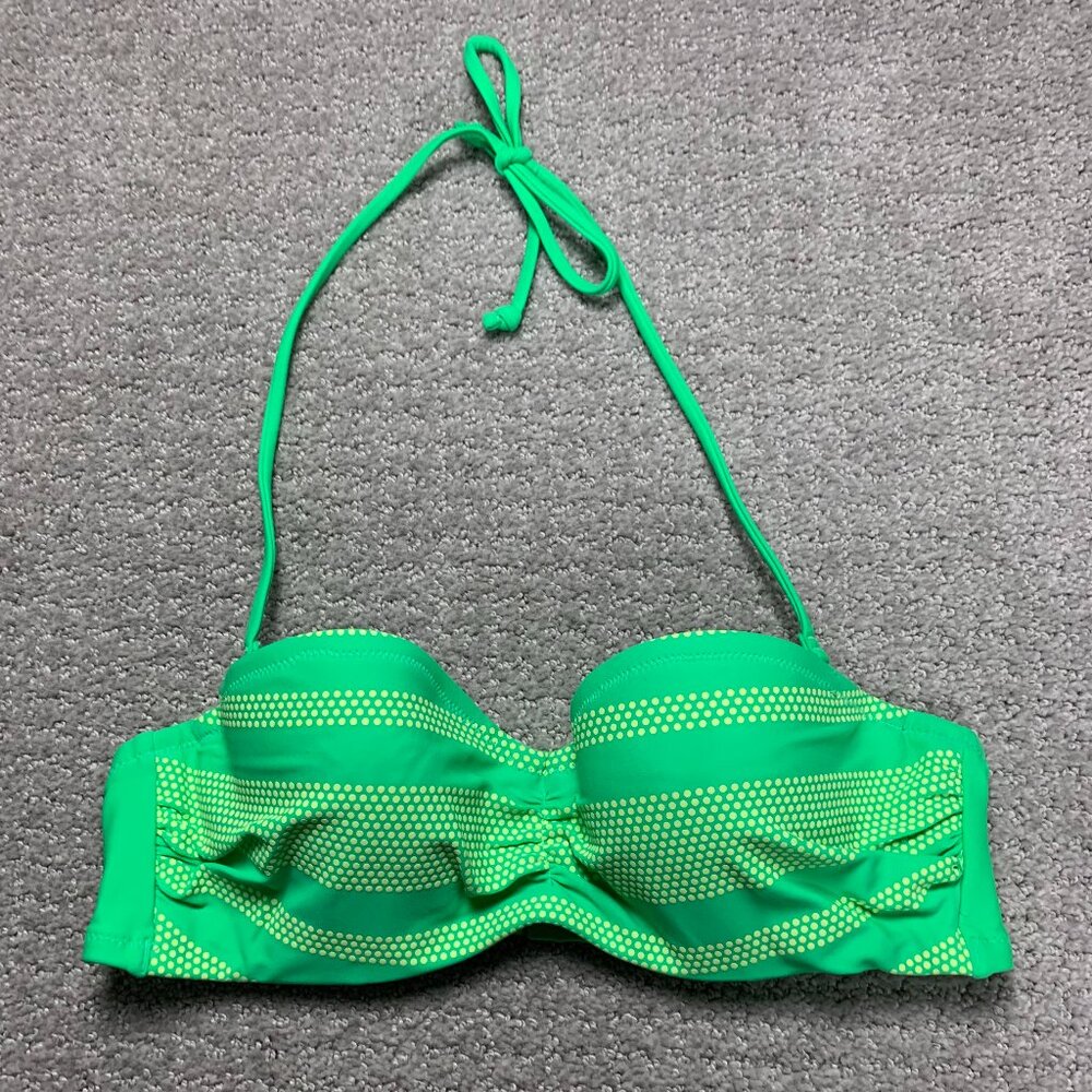 Aerie Lime Green Polka Dots Bikini Swimwear Top Bra, Women 34B Wired Molded Cups - Picture 1 of 6